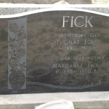 FICK Thomas John 1890-1967 &amp; Margaret 1892-1970