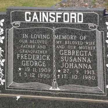 GAINSFORD Frederick George 1909-1990 &amp; Gebrechta Susanna Johanna 1913-1980