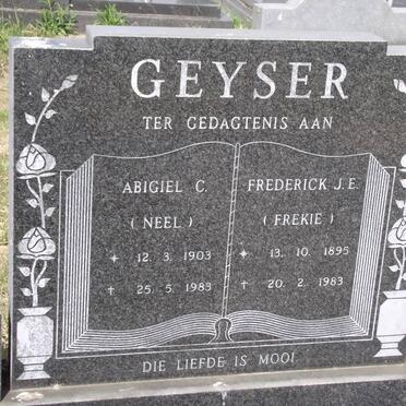 GEYSER Frederick J.E. 1895-1983 &amp; Abigiel C. 1903-1983