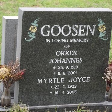 GOOSEN Okker Johannes 1919-2001 &amp; Myrtle Joyce 1923-2006