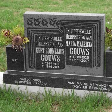 GOUWS Gert Cornelius 1931-2003 &amp; Maria Magrieta 1935-2007