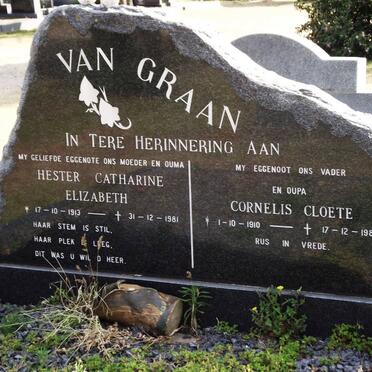 GRAAN Cornelis Cloete, van 1910-1989 &amp; Hester Catharine Elizabeth 1913-1981