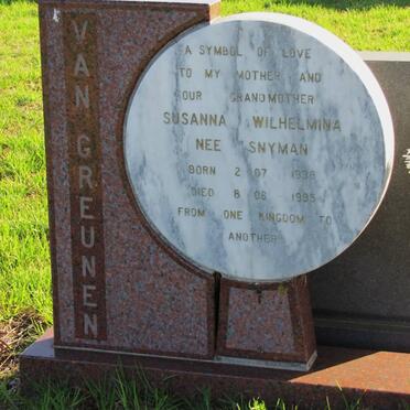 GREUNEN Susanna Wilhelmina, van nee SNYMAN 1938-1995