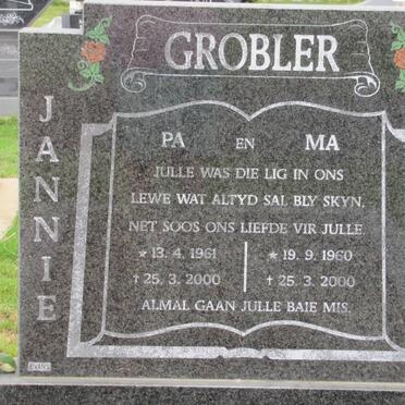 GROBLER Jannie 1961-2000 &amp; Estelle 1960-2000