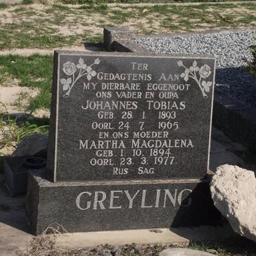 GREYLING Johannes Tobias 1893-1965 &amp; Martha Magdalena 1894-1977