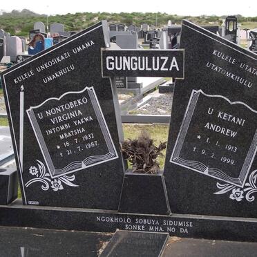 GUNGULUZA Ketani Andrew 1913-1999 &amp; Nontobeko Virginia 1932-1987