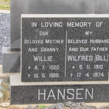 HANSEN Wilfred 1910-1974 &amp; Willie 1920-1988
