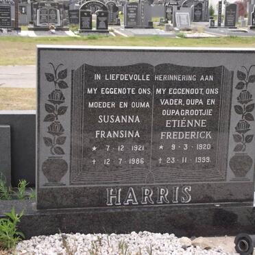 HARRIS Etiénne Frederick 1920-1999 &amp; Susanna Fransina 1921-1986