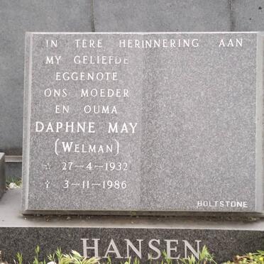 HANSEN Daphne May nee WELMAN 1932-1986