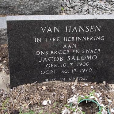 HANSEN Jacob Salomo, van 1906-1970