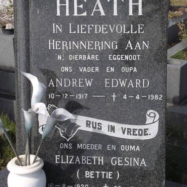 HEATH Andrew Edward 1917-1982 &amp; Elizabeth Gesina 1920-2004