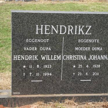 HENDRIKZ Hendrik Willem 1923-1994 &amp; Christina Johanna 1928-2011