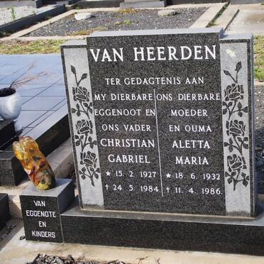 HEERDEN Christian Gabriel, van 1927-1984 &amp; Aletta Maria 1932-1986