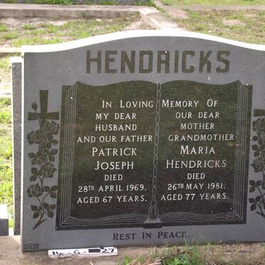 HENDRICKS Patrick Joseph -1969 &amp; Maria -1981