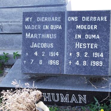 HUMAN Marthinus Jacobus 1914-1966 &amp; Hester 1914-1989