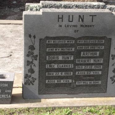 HUNT Arthur Herbert -1965 &amp; Doris CLARKE -1965