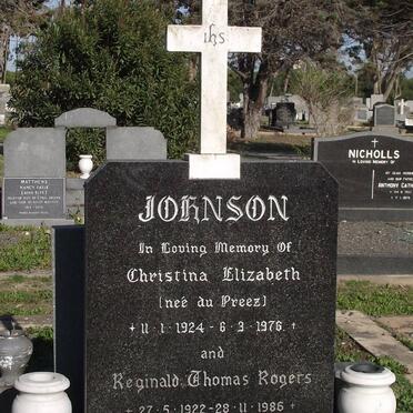 JOHNSON Christina Elizabeth nee DU PREEZ 1924-1976