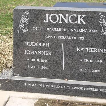 JONCK Rudolph Johannes 1940-1996 &amp; Katherine 1949-2005