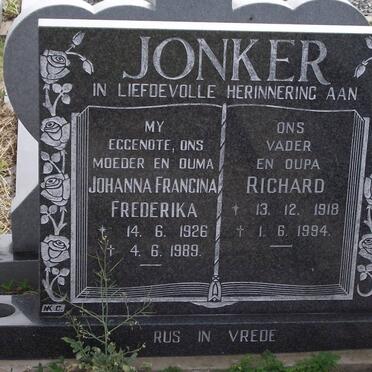 JONKER Richard 1918-1994 &amp; Johanna Francina Frederika 1926-1989