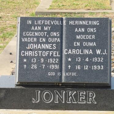 JONKER Johannes Christoffel 1922-1991 &amp; Carolina W.J. 1932-1993