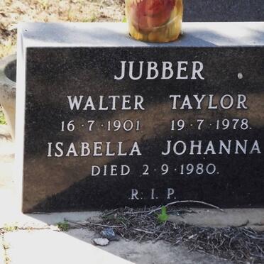 JUBBER Water Taylor 1901-1978 &amp; Isabella Johanna 1905-1980