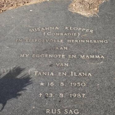 KLOPPER Susanna nee CONRADIE 1950-1987