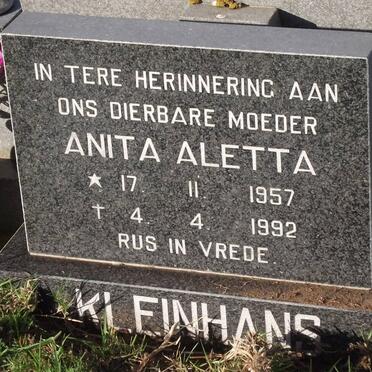 KLEINHANS Anita Aletta 1957-1992