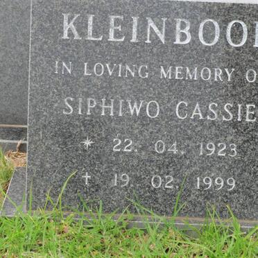 KLEINBOOI Siphiwo Cassie 1923-1999