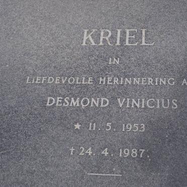 KRIEL Desmond Vinicius 1953-1987