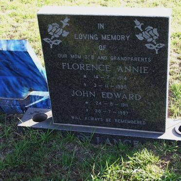 LANGE John Edward, de 1911-1997 &amp; Florence Annie 1914-1990