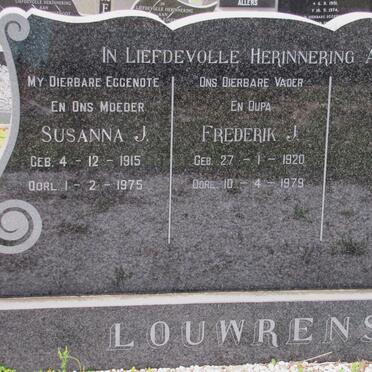 LOUWRENS Susanna J. 1915-1975 &amp; Frederick J. 1920-1979