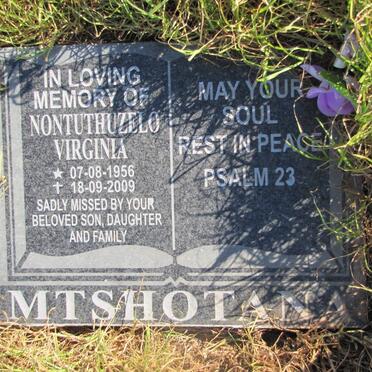 MTSHOTANA Nontuthuzelo Virginia 1956-2009