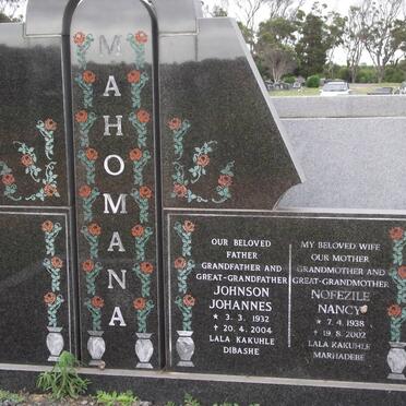 MAHOMANA Johnson Johannes 1932-2004 &amp; Nofezile Nancy 1938-2002