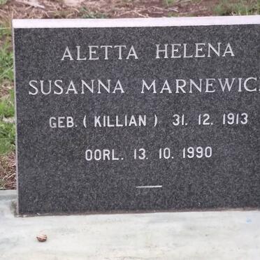 MARNEWICK Aletta Helena Susanna nee KILLIAN 1913-1990