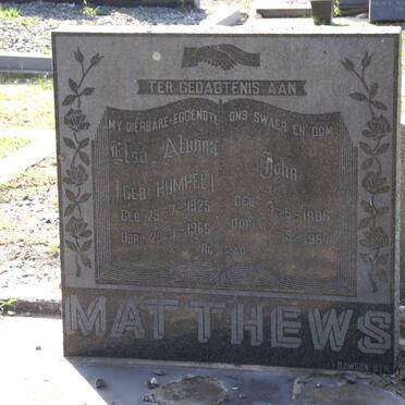 MATTHEWS John 1906-1967 :: MATTHEWS Elsa Alwina nee HUMPEL 1925-1965