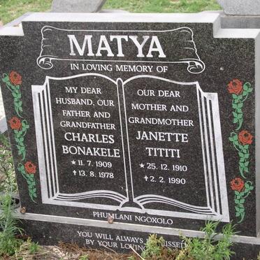 MATYA Charles Bonakele 1909-1978 &amp; Janette Tititi 1910-1990