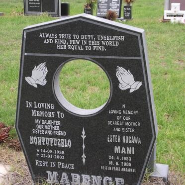 MABENGE Nontutuzelo 1958-2002 :: MANI Ester Nocawa 1953-2005