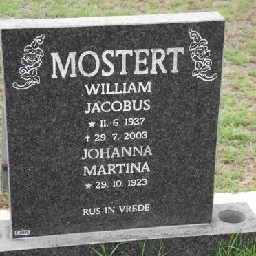 MOSTERT William Jacobus 1937-2003 &amp; Johanna Martina 1923-