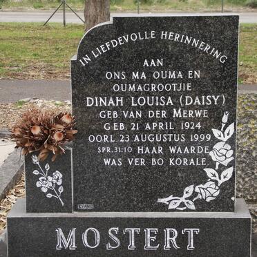 MOSTERT Dinah Louisa nee VAN DER MERWE 1924-1999