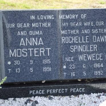 MOSTERT Anna 1915-1991 :: SPINDLER Rochelle Dawn nee WEWEGE 1964-1992