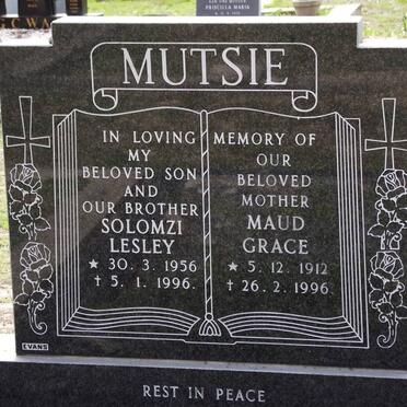 MUTSIE Solomzi Lesley 1956-1996 :: MUTSIE Maud Grace 1912-1996