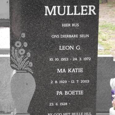 MULLER Boetie 1928- &amp; Catherina Paulina 1929-2003 :: MULLER Leon G. 1953-1972