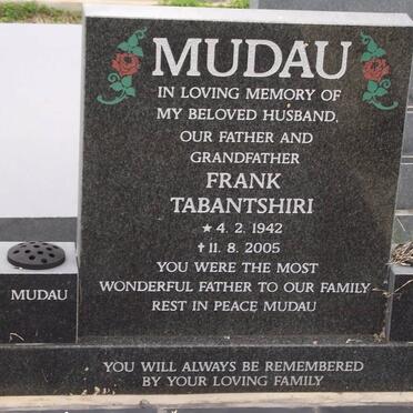 MUDAU Frank Tabantshiri 1942-2005