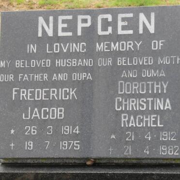 NEPGEN Frederick Jacob 1914-1975 &amp; Dorothy Christina Rachel 1912-1982