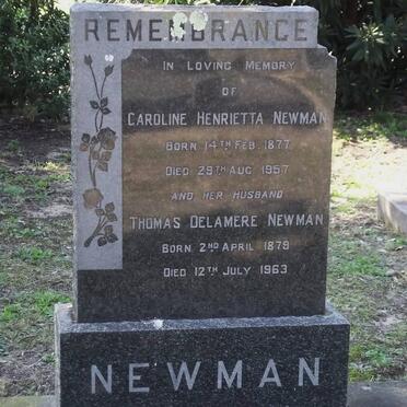 NEWMAN Caroline Henrietta 1877-1957 &amp; Thomas Delamere 1879-1963