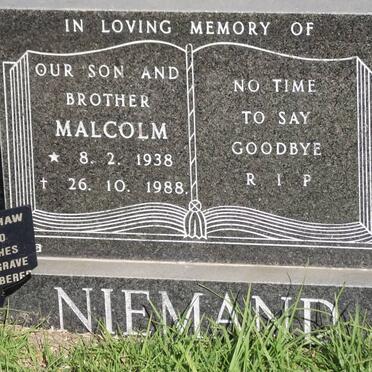 NIEMAND A. Malcolm 1938-1988