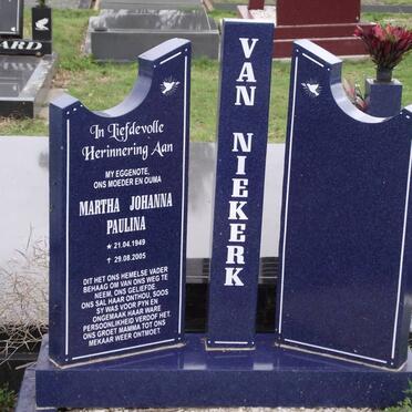 NIEKERK Martha Johanna Paulina, van 1949-2005