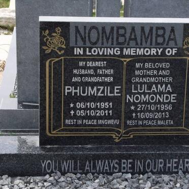 NOMBAMBA Phumzile 1951-2011 &amp; Lulama Nomonde 1956-2013