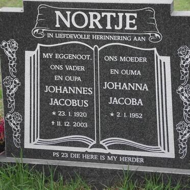 NORTJE Johannes Jacobus 1920-2003 &amp; Johanna Jacoba 1952-