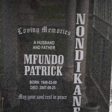 NONDIKANE Mfundo Patrick 1949-2007